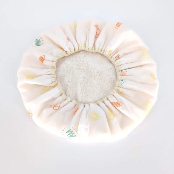 Double Layer Microfiber Terry Cloth Lined Quick-Drying Cream Unisex Shower Cap - Picture 5 of 13